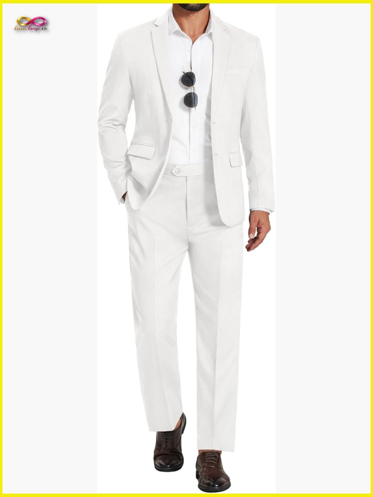 Classic Fit Two-Piece Suit Set Lightweight Polyester Professional Wedding